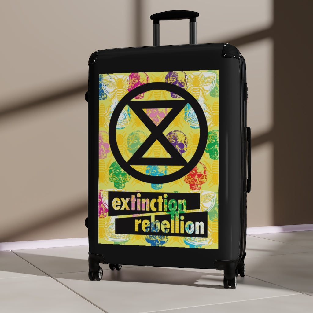 Getrott Extintion Rebellion Poster Black Cabin Suitcase Extended Storage Adjustable Telescopic Handle Double wheeled Polycarbonate Hard-shell Built-in Lock-Bags-Geotrott