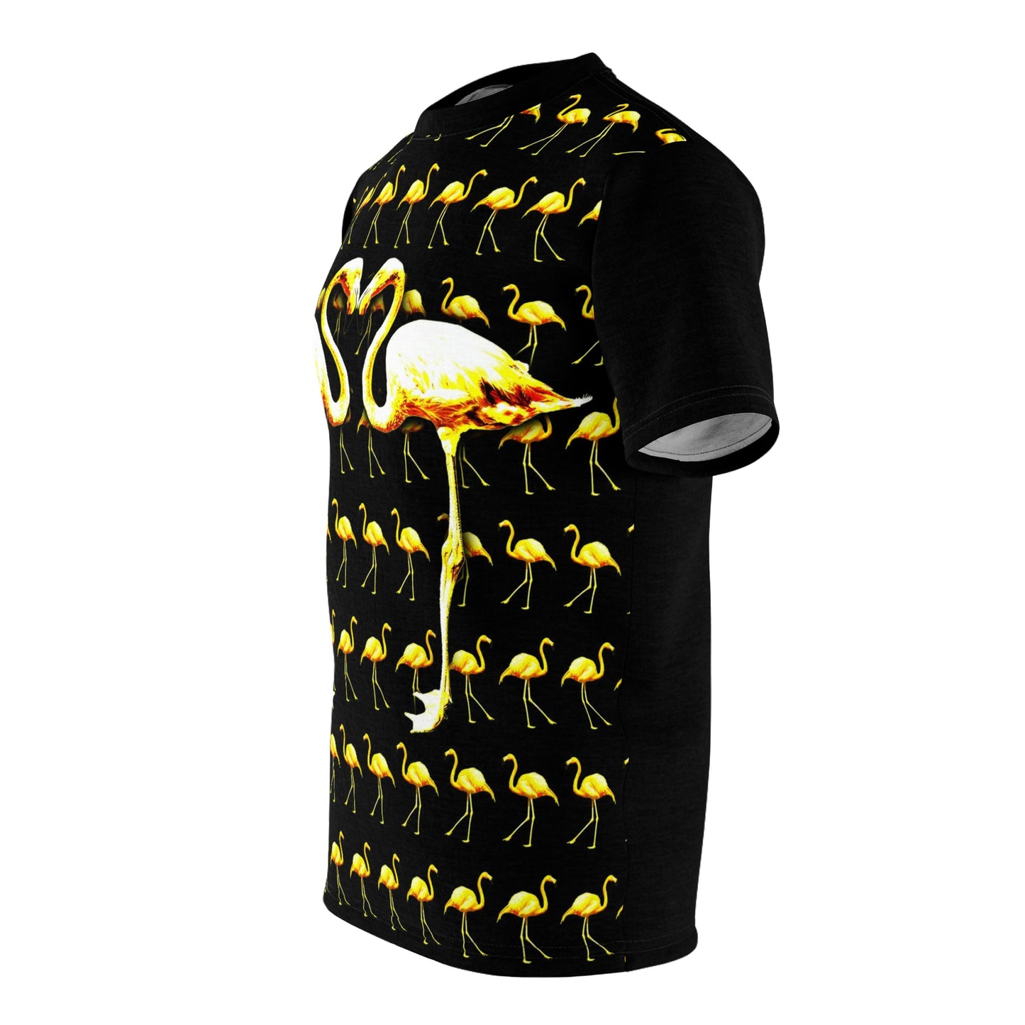 Geotrott Yellow Flamingos Birds Kissing Art Unisex Aop Cut & Sew Tee