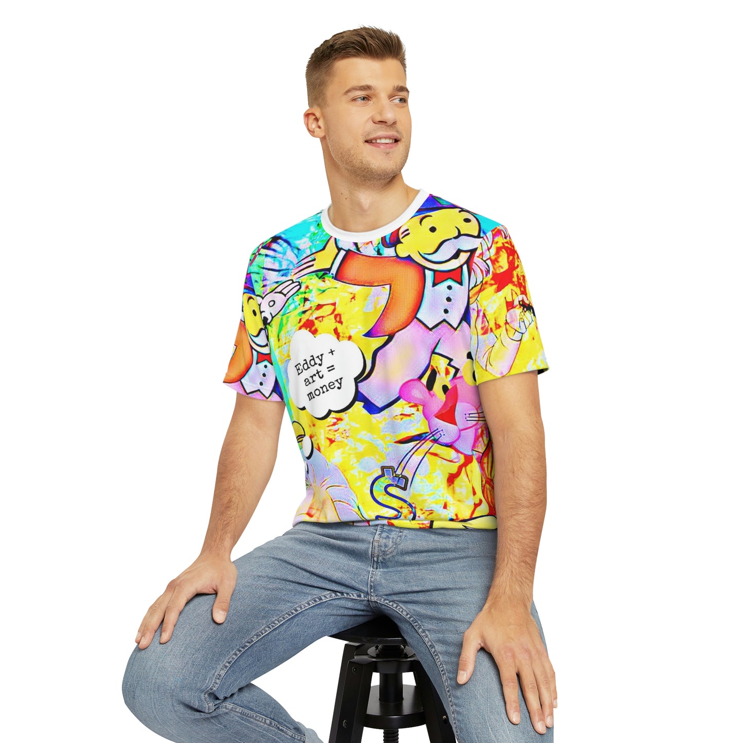 Copy Of Copy Of Copy Of Eddy Bogaert Graffiti Bieber Statue Of Liberty Art Men'S Polyester Tee (Aop)