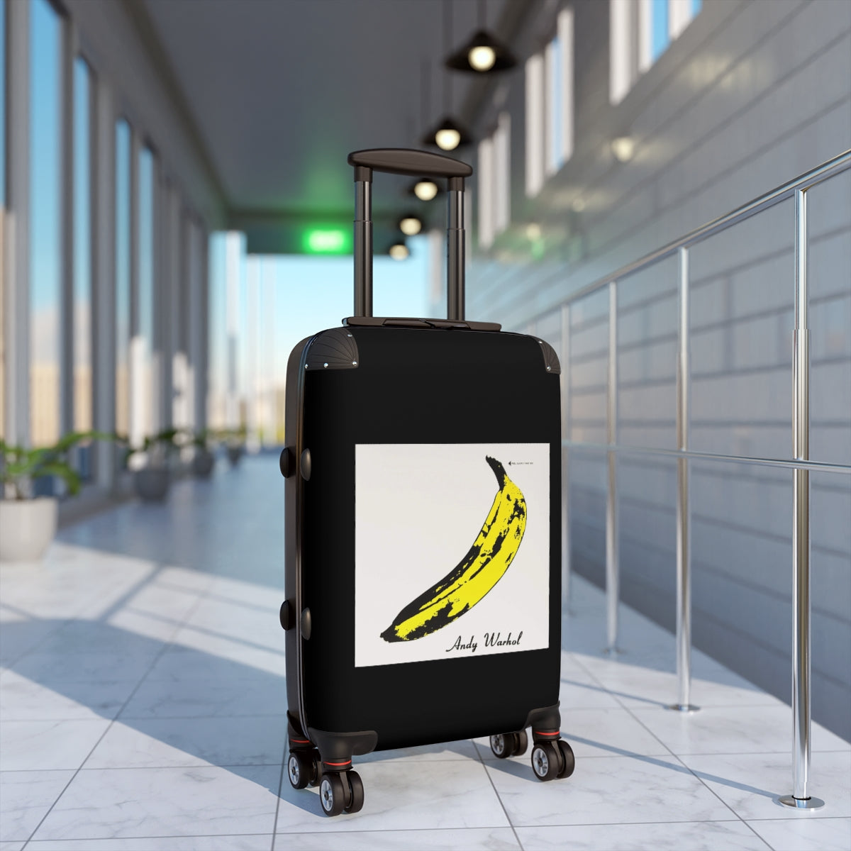 Geotrott The Velvet Underground & Nico 1967 Album Cover Black Cabin Suitcase Extended Storage Adjustable Telescopic Handle Double Wheeled Polycarbonate Hard Shell Built In Lock