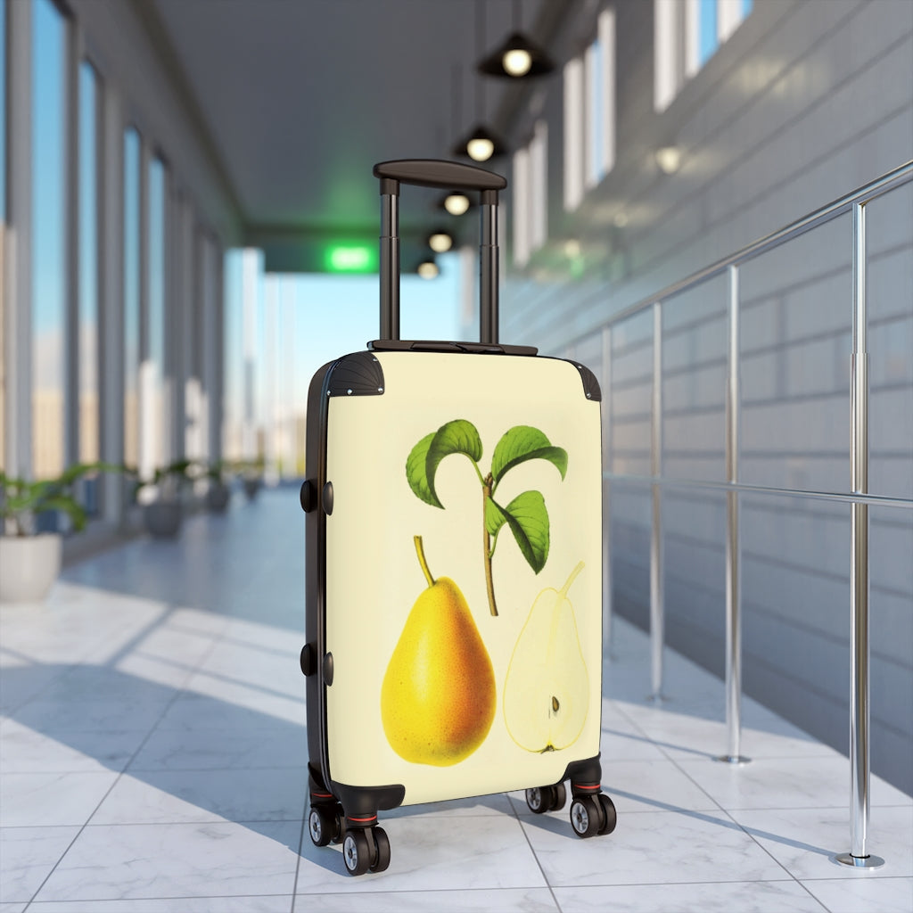 Getrott Yellow Pear Farm Collection Cabin Suitcase Inner Pockets Extended Storage Adjustable Telescopic Handle Inner Pockets Double wheeled Polycarbonate Hard-shell Built-in Lock