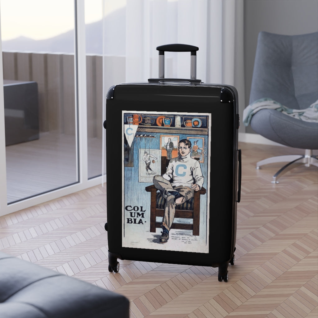 Geotrott Col Um Bia University Club World Classic Poster Black Cabin Suitcase Extended Storage Adjustable Telescopic Handle Double Wheeled Polycarbonate Hard-Shell Built-In Lock