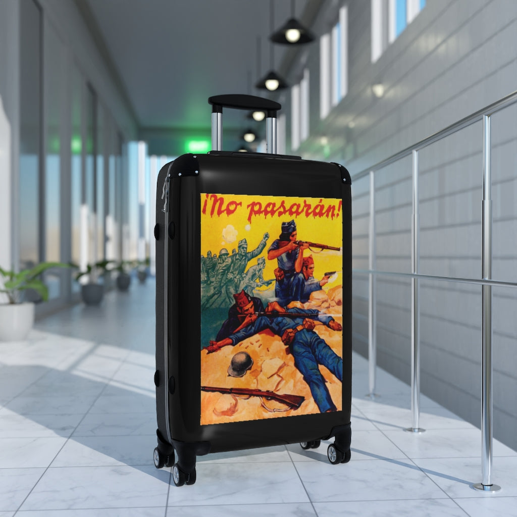 Getrott No Pasaran Spanish Civil War World Classic Poster Black Cabin Suitcase Extended Storage Adjustable Telescopic Handle Double wheeled Polycarbonate Hard-shell Built-in Lock-Bags-Geotrott
