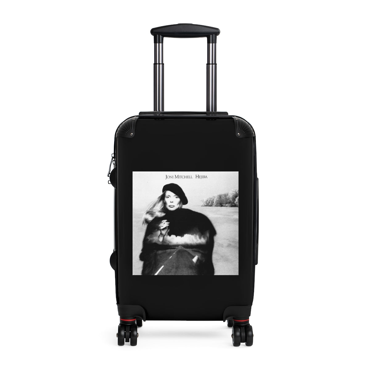 Geotrott Joni Mitchell Hejira 1976 Black Cabin Suitcase Extended Storage Adjustable Telescopic Handle Double Wheeled Polycarbonate Hard Shell Built In Lock