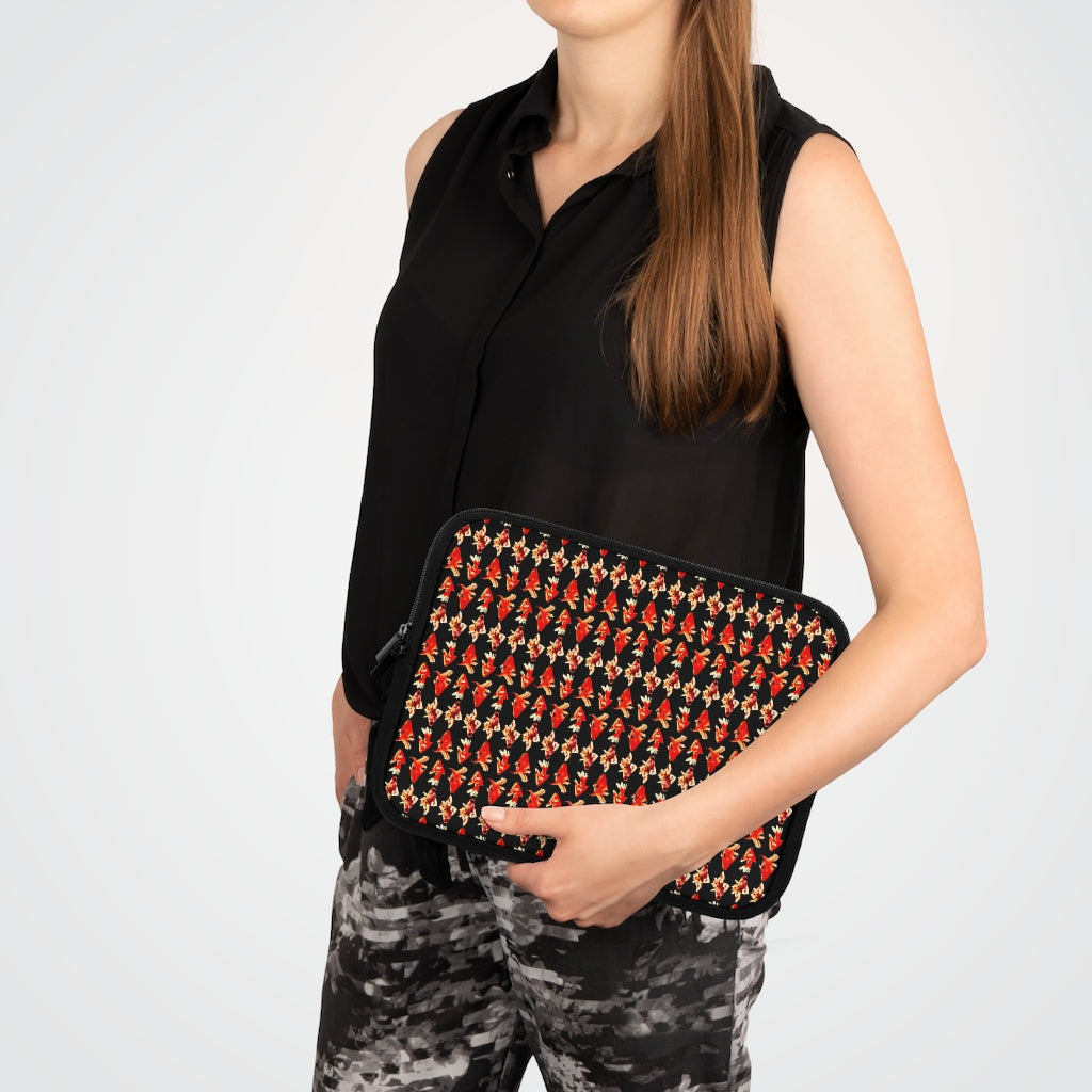 Getrott Red Goldfish Pattern Black Laptop Sleeve-Laptop Sleeve-Geotrott
