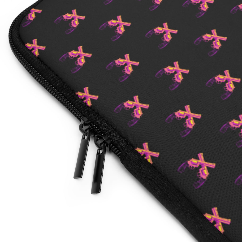 Geotrott Pink Magnum Guns Pattern Black Laptop Sleeve