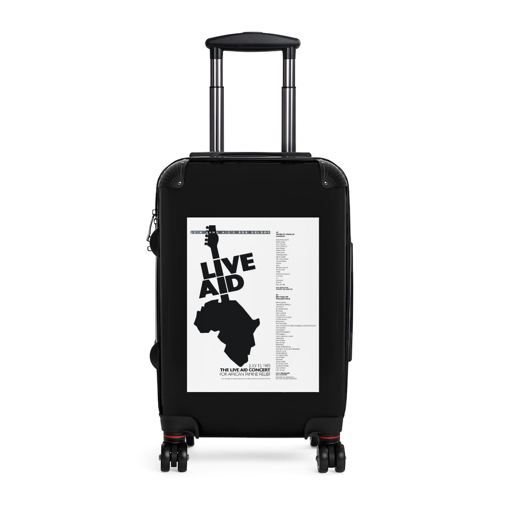Getrott The Live Aid Concert July 13th 1985 For African Famine Relief World Classic Poster Black Cabin Suitcase Extended Storage Adjustable Telescopic Handle Double wheeled Polycarbonate Hard-shell Built-in Lock-Bags-Geotrott