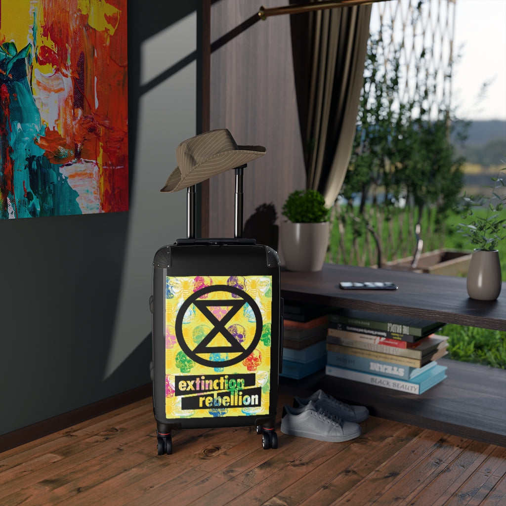Getrott Extintion Rebellion Poster Black Cabin Suitcase Extended Storage Adjustable Telescopic Handle Double wheeled Polycarbonate Hard-shell Built-in Lock-Bags-Geotrott