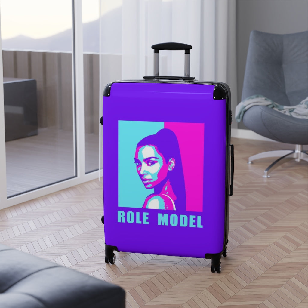 Geotrott Purple And Pink Kin Kardashian Role Model Cabin Luggage Extended Storage Adjustable Telescopic Handle Double Wheeled Polycarbonate Hard-Shell Built-In Lock