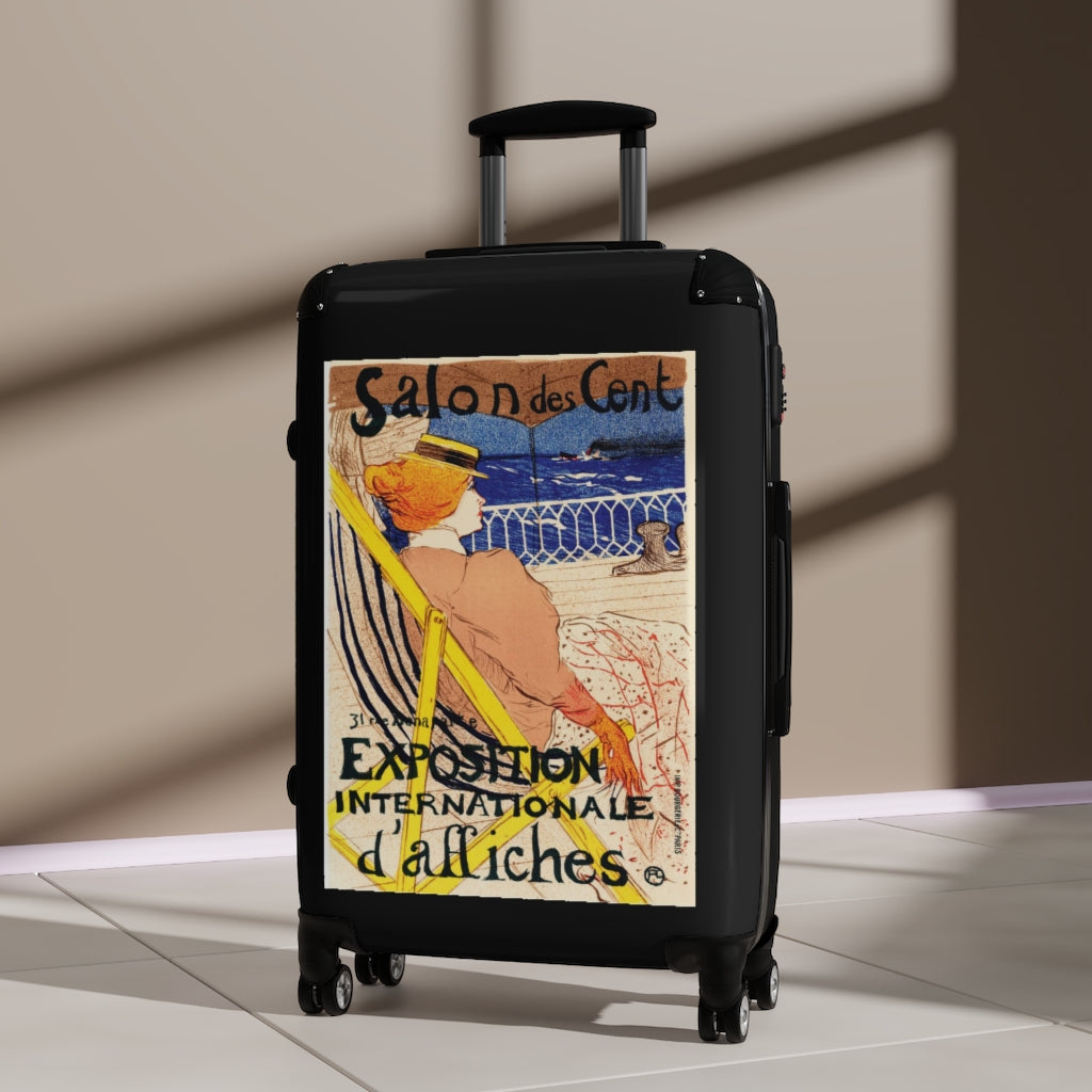 Geotrott Salon De Cent Exposition Internationale Di Affiches World Classic Poster Black Cabin Suitcase Extended Storage Adjustable Telescopic Handle Double Wheeled Polycarbonate Hard-Shell Built-In Lock
