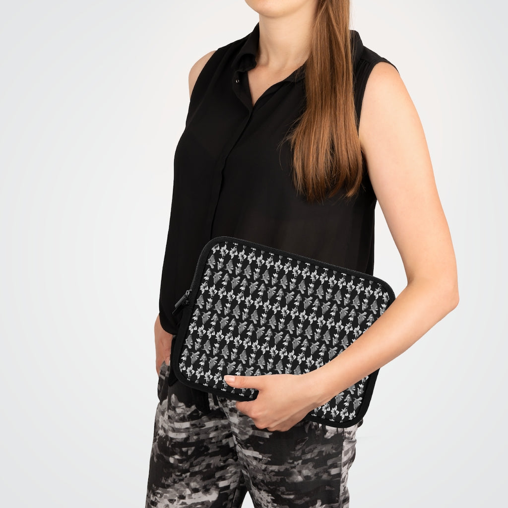 Geotrott Black White Goldfish Pattern Black Laptop Sleeve