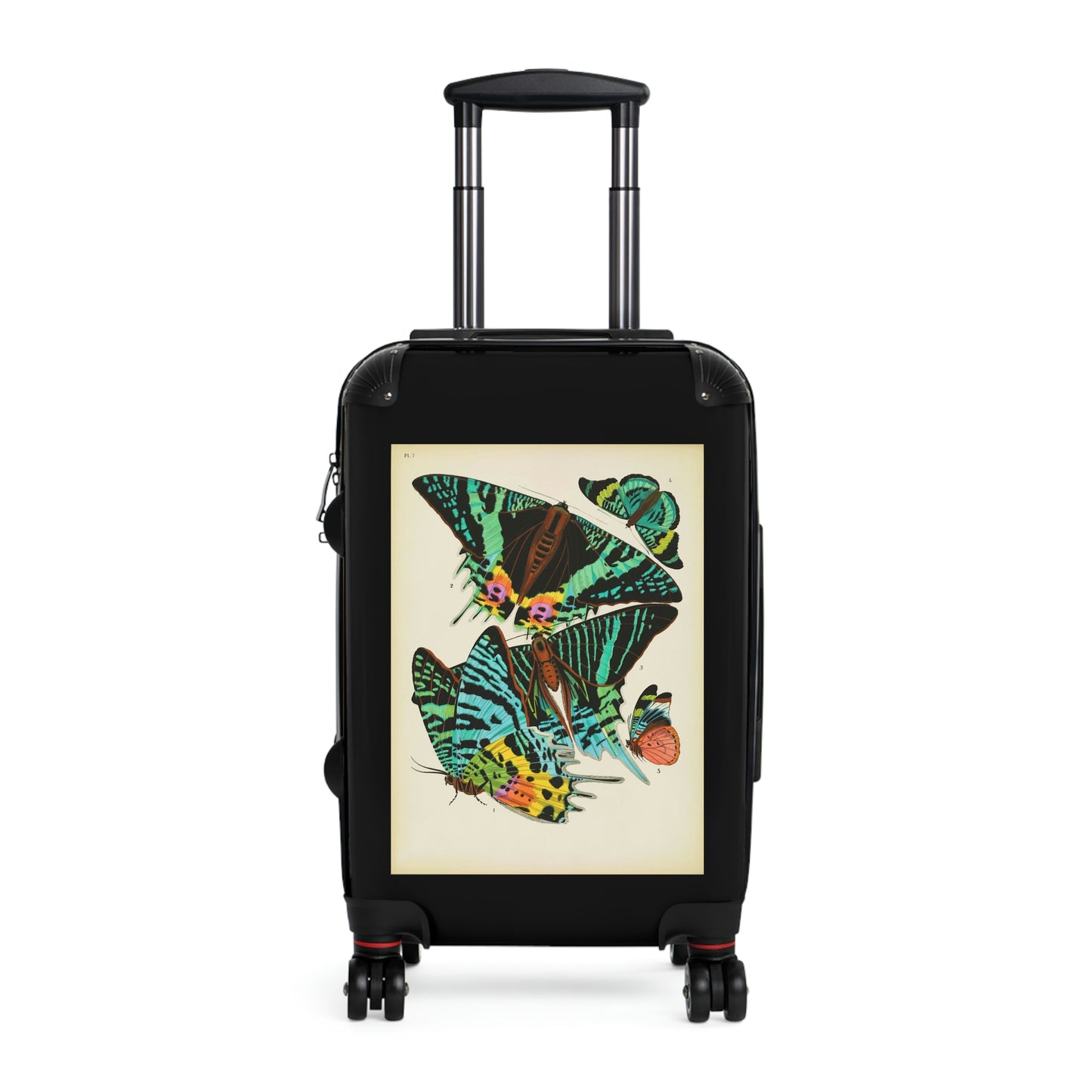 Geotrott Butterflies Macrolepidopteran Rhopalocera Lepidoptera Black Red Yellow Cabin Suitcase Rolling Luggage Extended Storage Adjustable Telescopic Handle Double Wheeled Polycarbonate Hard-Shell Built-In Lock