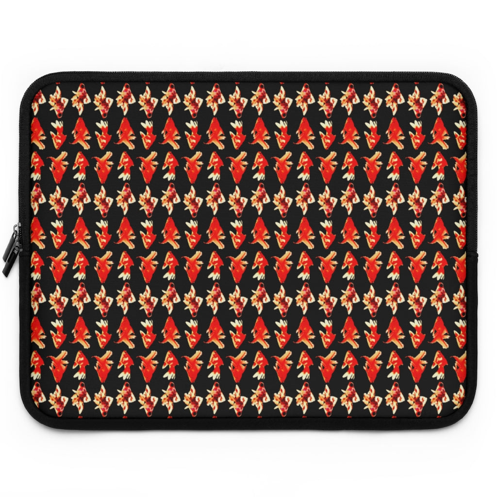 Getrott Red Goldfish Pattern Black Laptop Sleeve-Laptop Sleeve-Geotrott