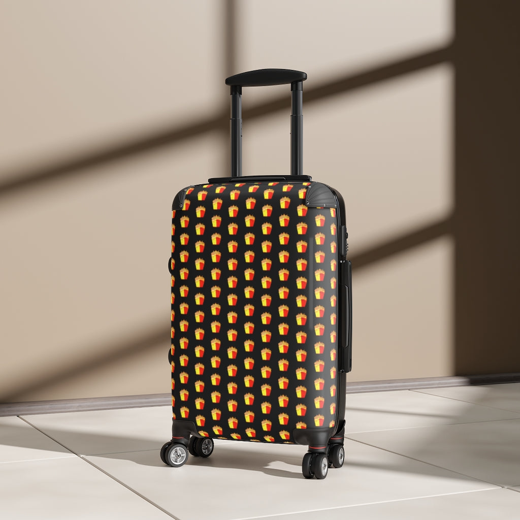 Geotrott Cruise Ship Red Yellow Pattern Black Cabin Luggage Extended Storage Adjustable Telescopic Handle Double Wheeled Polycarbonate Hard-Shell Built-In Lock