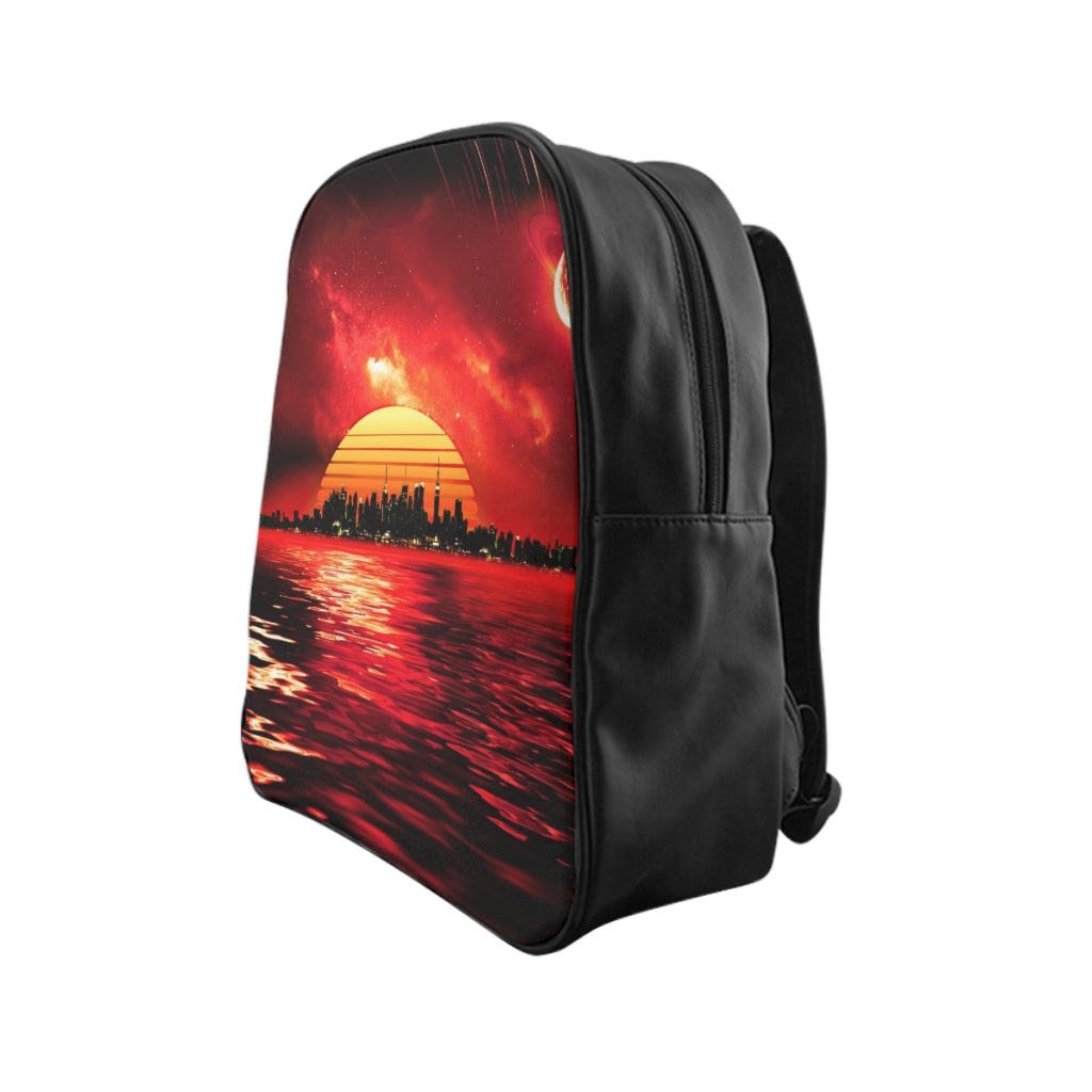 Geotrott Space City Sunset Violete Black School Backpack Carry-On Travel Check Luggage 4-Wheel Spinner Suitcase Bag Multiple Colors And Sizes