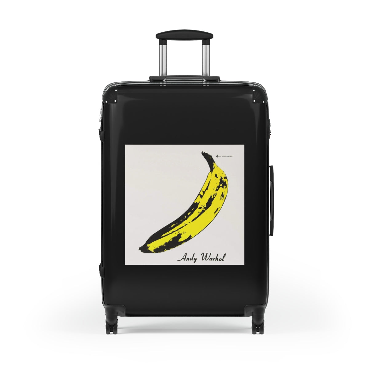 Geotrott The Velvet Underground & Nico 1967 Album Cover Black Cabin Suitcase Extended Storage Adjustable Telescopic Handle Double Wheeled Polycarbonate Hard Shell Built In Lock