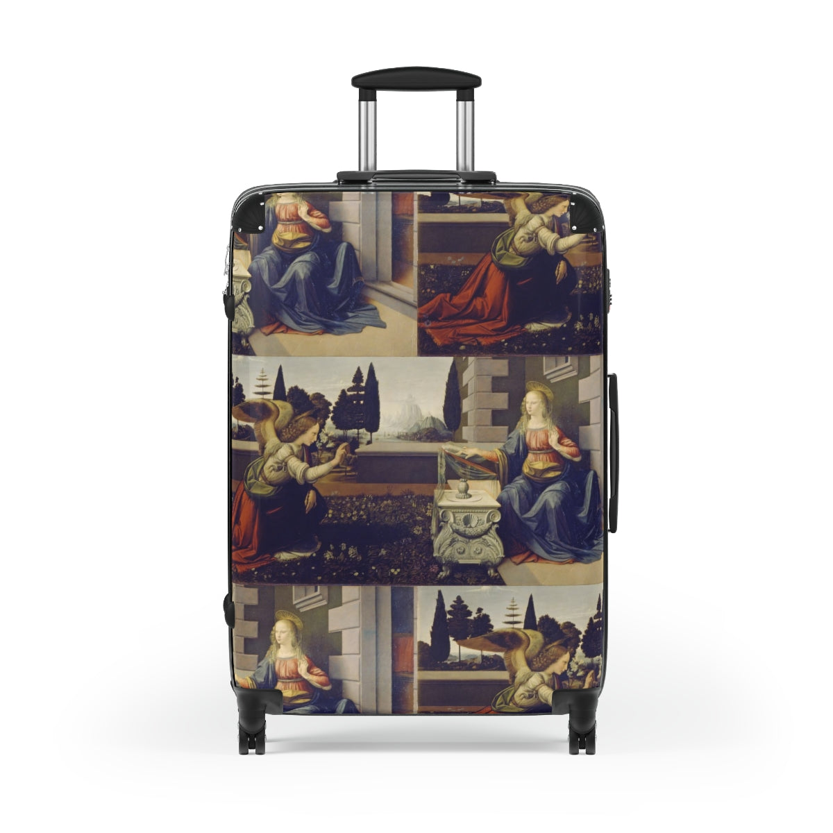 Getrott Annunciation by Leonardo Da Vinci Black Cabin Suitcase Extended Storage Adjustable Telescopic Handle Double wheeled Polycarbonate Hard-shell Built-in Lock-Bags-Geotrott