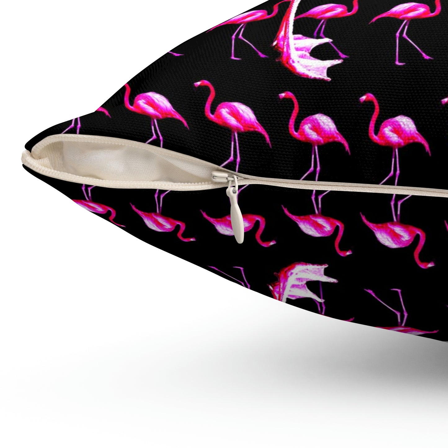 Geotrott Pink Flamingo Birds Kissing Art Spun Polyester Square Pillow
