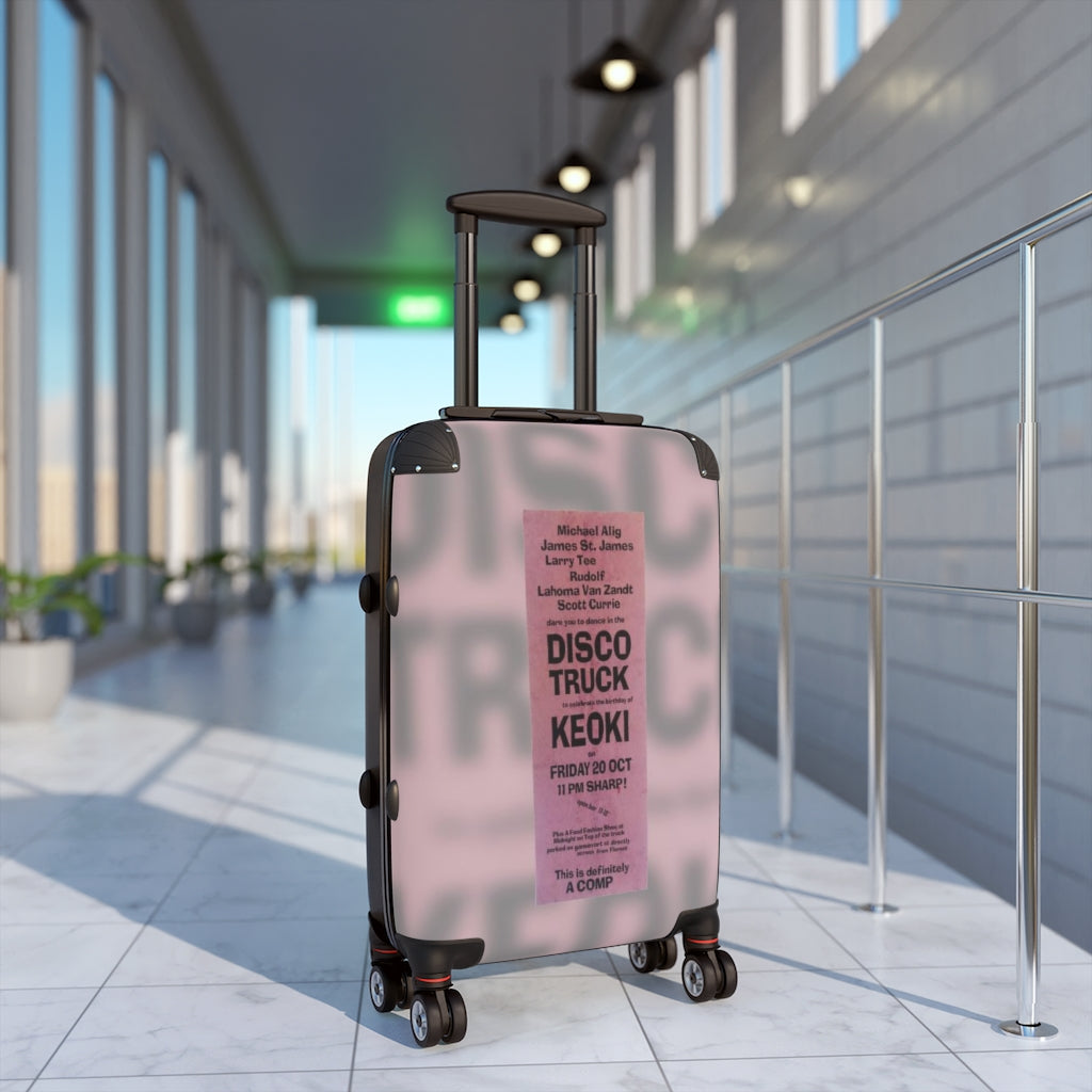 Geotrott Disco Truck Nightclub Party Flyer Michael Alig James St James Larry Tee Rudoilf Lahoma Van Zandt Scott Currie Keoki Cabin Suitcase Carry-On Travel Check Luggage 4-Wheel Spinner Suitcase Bag Multiple Colors And Sizes