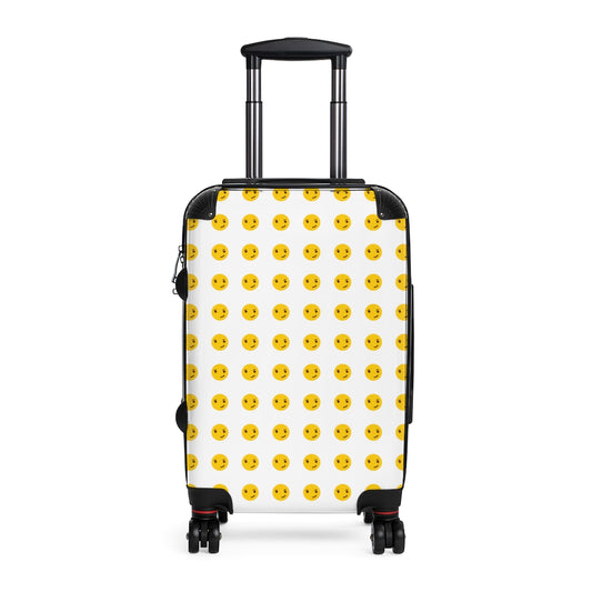 Geotrott Emojis Smirking Face Cabin Suitcase Extended Storage Adjustable Telescopic Handle Double Wheeled Polycarbonate Hard-Shell Built-In Lock