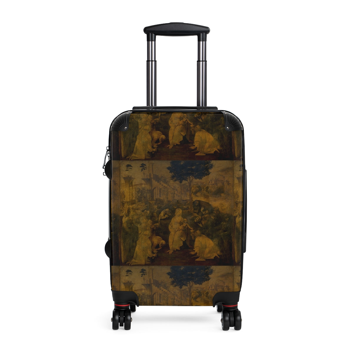 Geotrott Adoration Of The Magi (Leonardo) By Leonardo Da Vinci Black Cabin Suitcase Extended Storage Adjustable Telescopic Handle Double Wheeled Polycarbonate Hard-Shell Built-In Lock