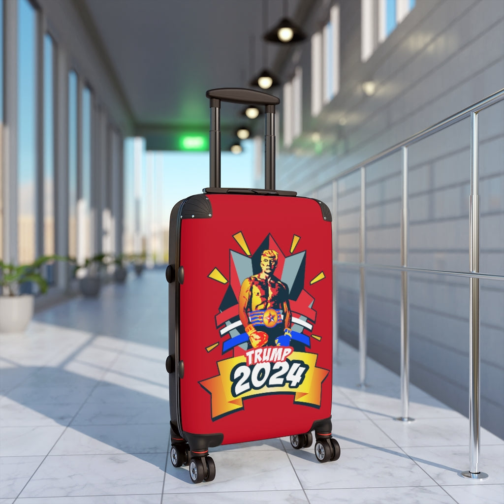 Getrott Trump Rocky Balboa Poster Red Cabin Luggage Inner Pockets Extended Storage Adjustable Telescopic Handle Inner Pockets Double wheeled Polycarbonate Hard-shell Built-in Lock