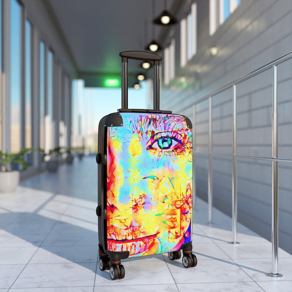 Getrott Charlotte Face Graffiti Art Cabin Suitcase Extended Storage Adjustable Telescopic Handle Double wheeled Polycarbonate Hard-shell Built-in Lock-Bags-Geotrott