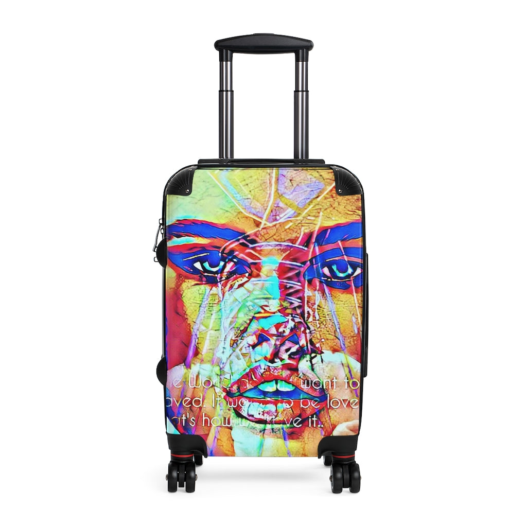 Geotrott Adriana Lima Graffiti Face Cabin Suitcase Extended Storage Adjustable Telescopic Handle Double Wheeled Polycarbonate Hard-Shell Built-In Lock