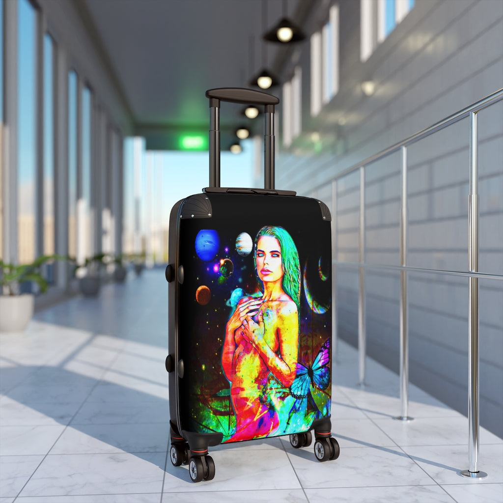 Getrott Night Goddess Super Model Graffiti Art Cabin Suitcase Extended Storage Adjustable Telescopic Handle Double wheeled Polycarbonate Hard-shell Built-in Lock-Bags-Geotrott