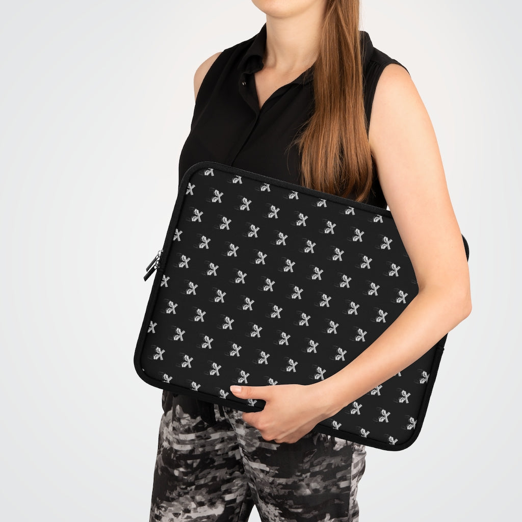 Getrott Black and White Magnum Guns Pattern Black Laptop Sleeve-Laptop Sleeve-Geotrott