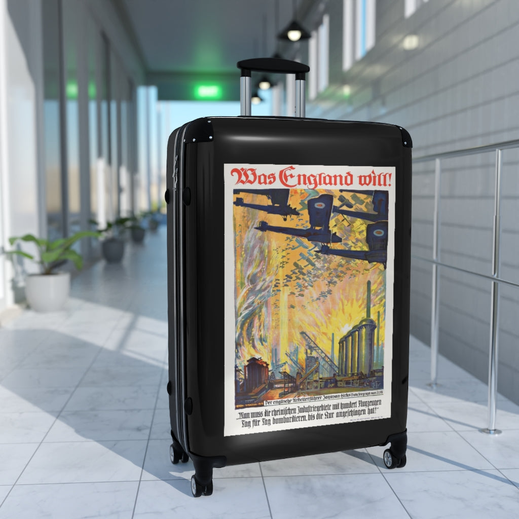 Geotrott Was England Will Egon Tschirch 1918 Black Cabin Suitcase Extended Storage Adjustable Telescopic Handle Double Wheeled Polycarbonate Hard-Shell Built-In Lock
