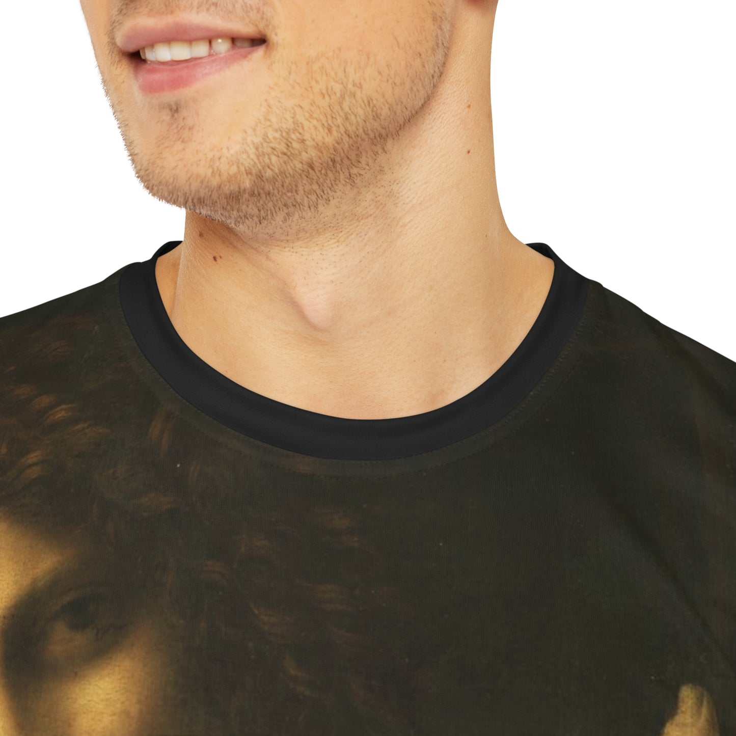 Leonardo da Vinci Saint John the Baptist C2RMF Classic Art Men's Polyester Tee (AOP)-All Over Prints-Geotrott