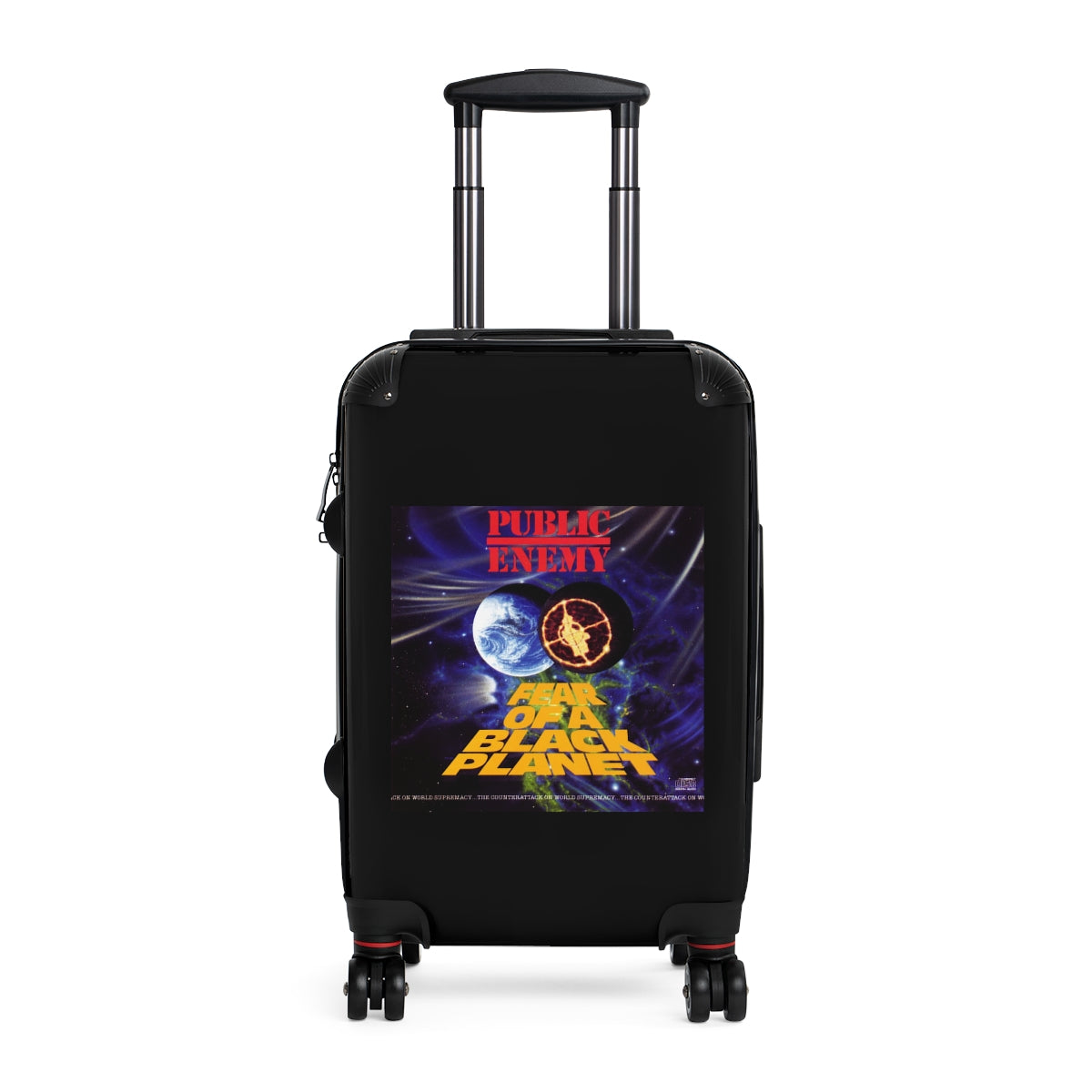 Geotrott Public Enemy Fear Of A Black Planet 1990 Black Cabin Suitcase Extended Storage Adjustable Telescopic Handle Double Wheeled Polycarbonate Hard Shell Built In Lock
