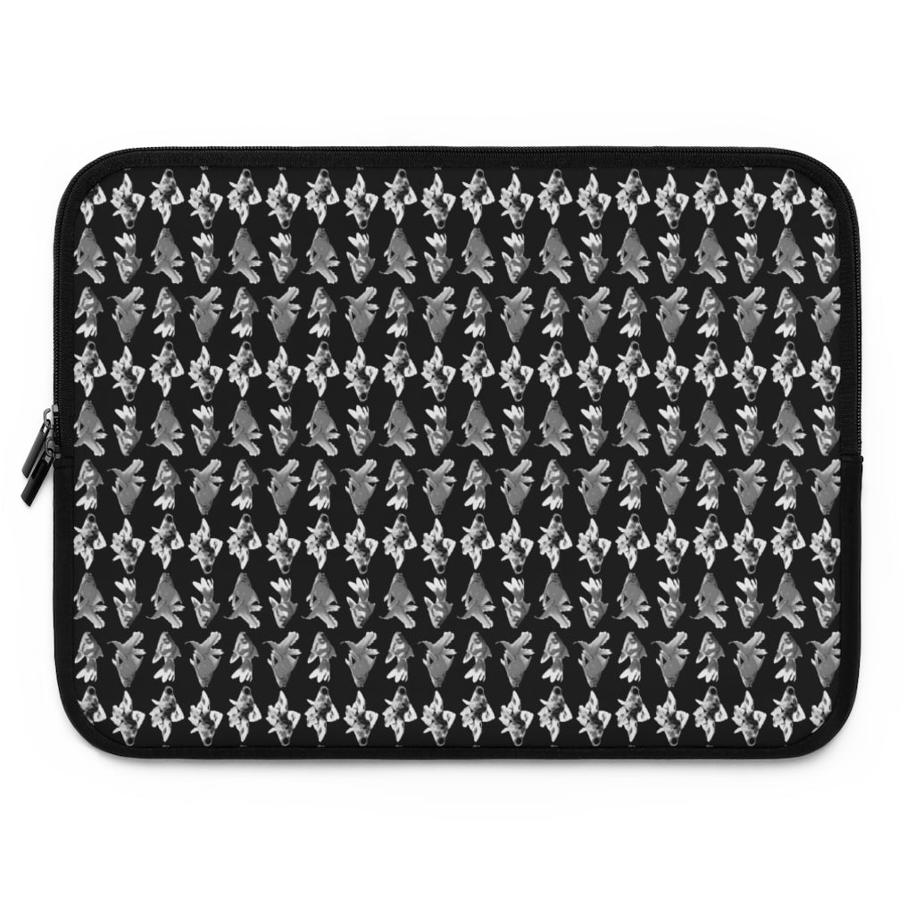 Geotrott Black White Goldfish Pattern Black Laptop Sleeve