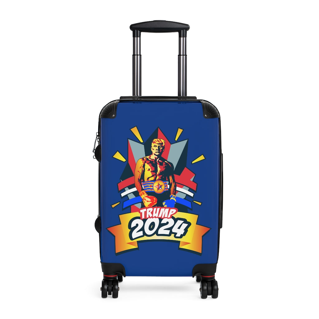 Geotrott Donald Trump Rocky Poster 2024 Cabin Suitcase Extended Storage Adjustable Telescopic Handle Double Wheeled Polycarbonate Hard-Shell Built-In Lock