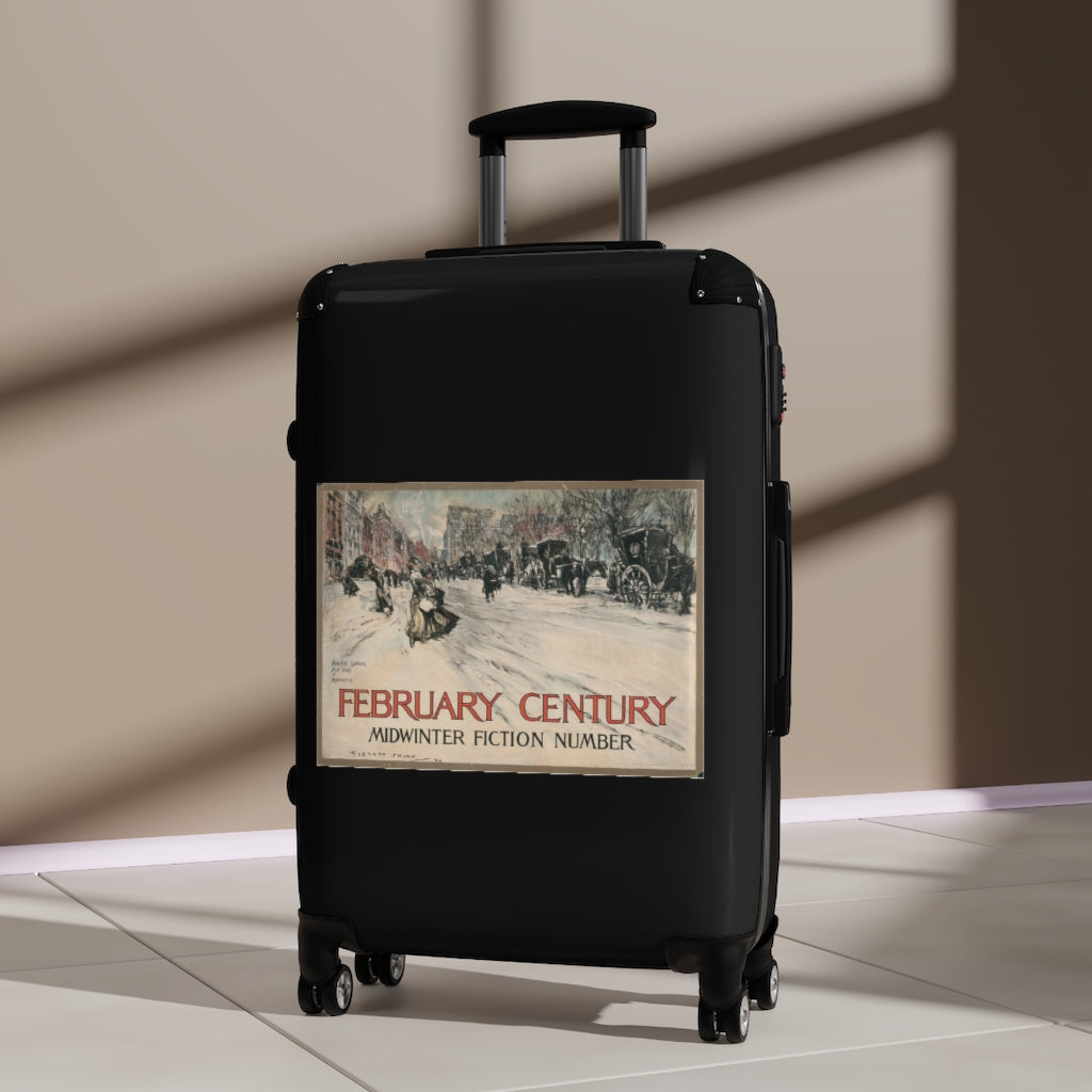 Geotrott February Century Midcentury Fiction Number World Classic Poster Black Cabin Suitcase Extended Storage Adjustable Telescopic Handle Double Wheeled Polycarbonate Hard-Shell Built-In Lock