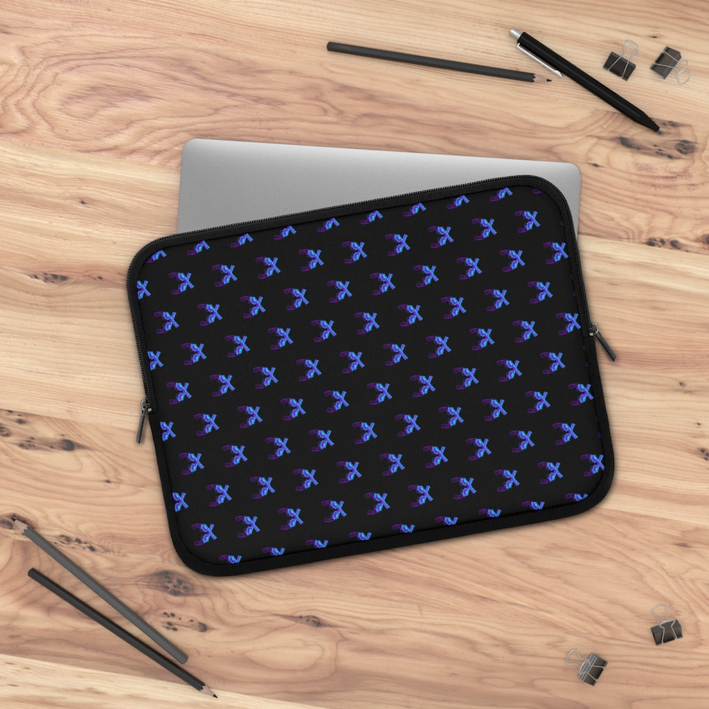 Geotrott Blue Magnum Guns Pattern Black Laptop Sleeve