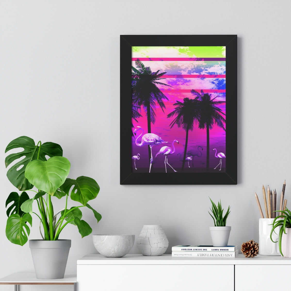 Getrott Pink Beach Flamingo Sunset Framed Paper Posters LexJet Premium 200 gsm paper-Poster-Geotrott