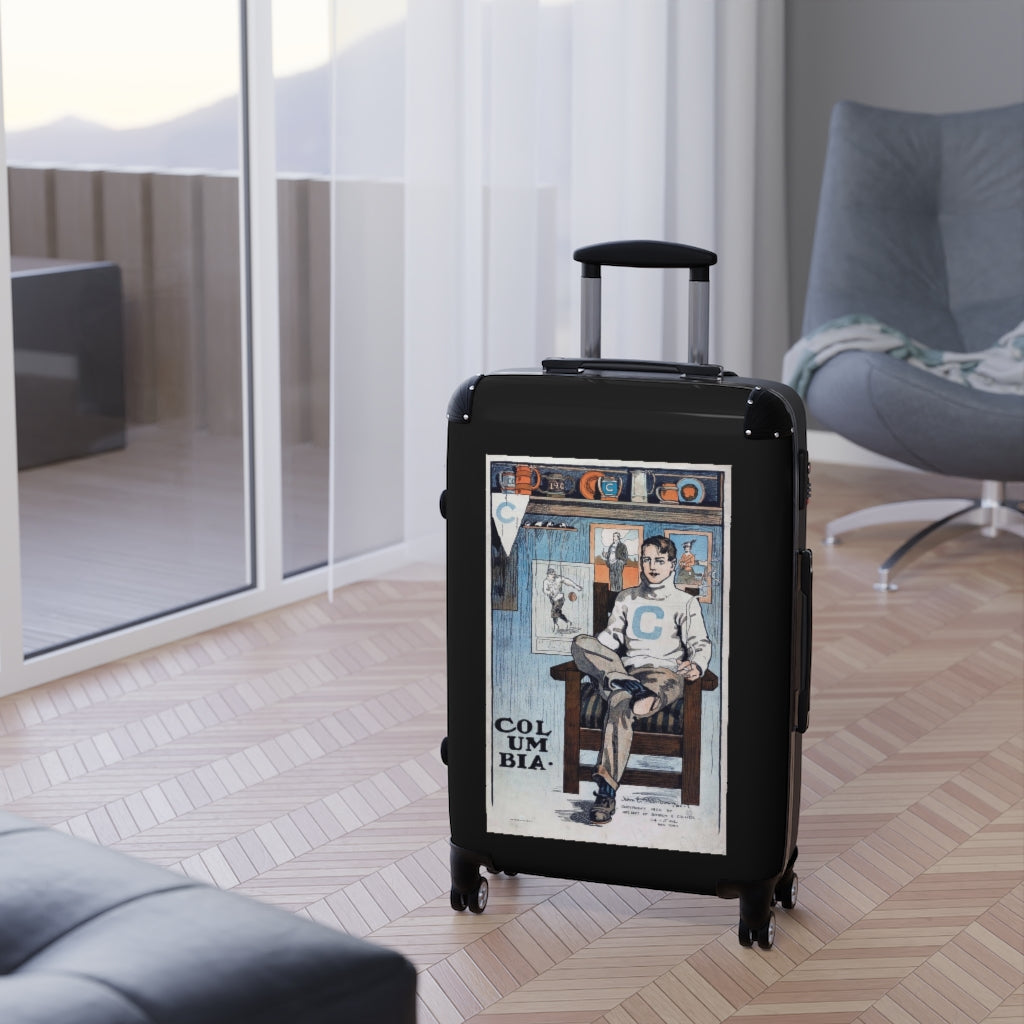 Geotrott Col Um Bia University Club World Classic Poster Black Cabin Suitcase Extended Storage Adjustable Telescopic Handle Double Wheeled Polycarbonate Hard-Shell Built-In Lock