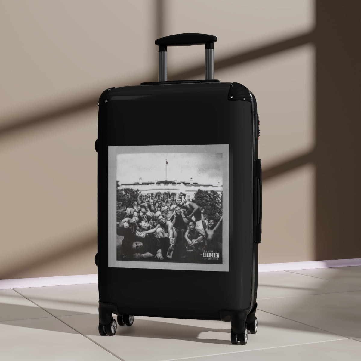 Geotrott Kendrick Lamar To Pimp A Butterfly 2015 Black Cabin Suitcase Extended Storage Adjustable Telescopic Handle Double Wheeled Polycarbonate Hard Shell Built In Lock