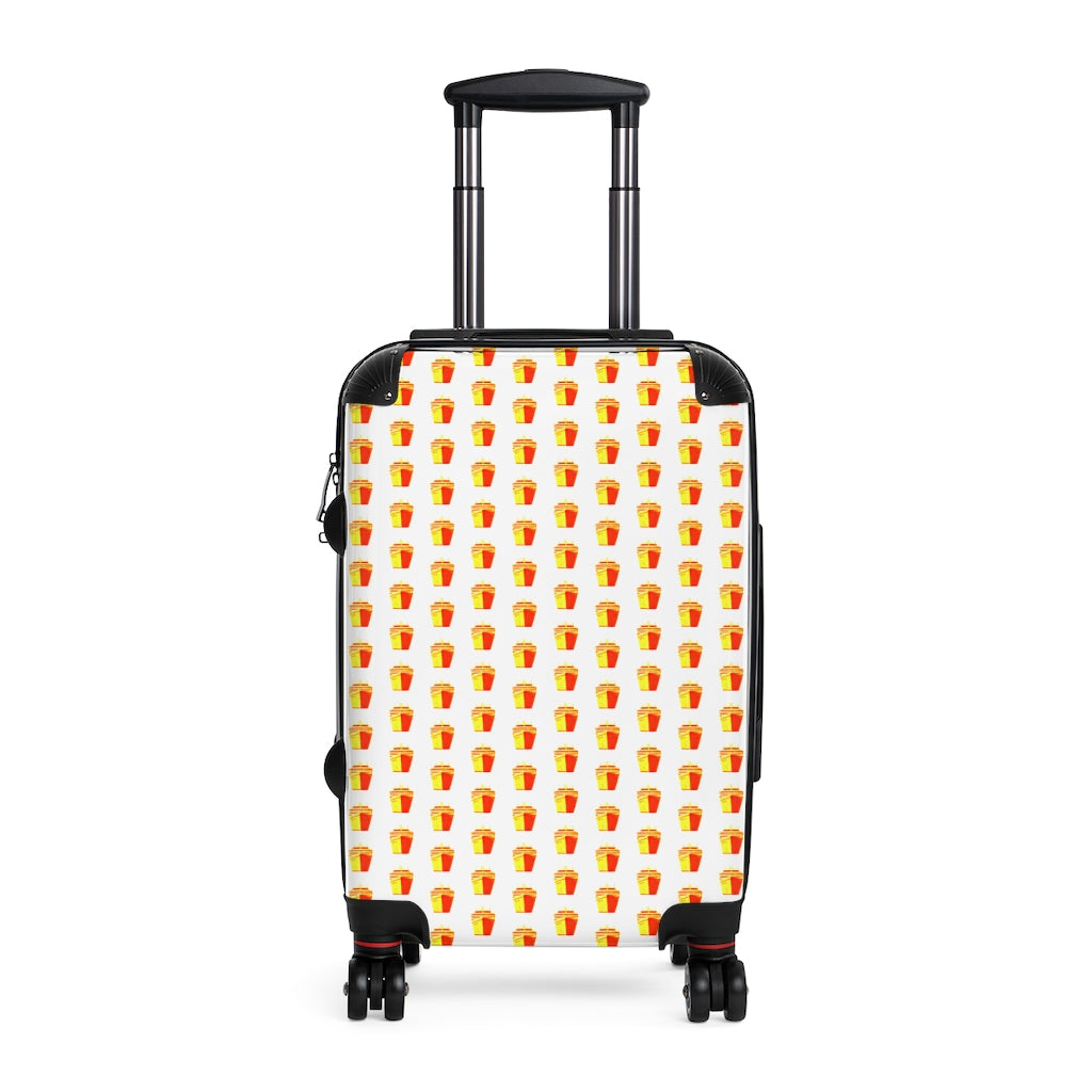 Geotrott Cruise Ship Red Orange Pattern White Cabin Luggage Extended Storage Adjustable Telescopic Handle Double Wheeled Polycarbonate Hard-Shell Built-In Lock