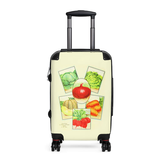 Geotrott Six Vegetables Poster Farm Collection Cabin Suitcase Extended Storage Adjustable Telescopic Handle Double Wheeled Polycarbonate Hard-Shell Built-In Lock