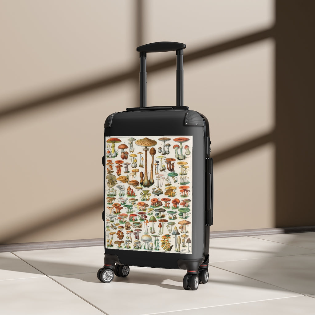 Getrott Mushroom Variaties Old Botanical World Classic Poster Cabin Suitcase Inner Pockets Extended Storage Adjustable Telescopic Handle Inner Pockets Double wheeled Polycarbonate Hard-shell Built-in Lock