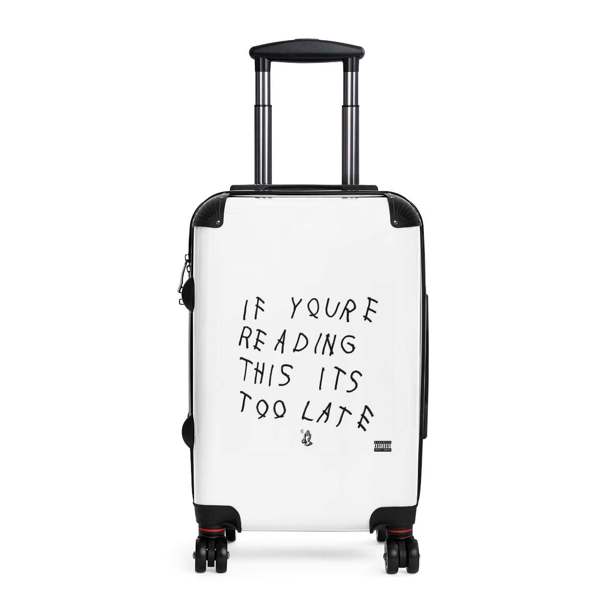 Getrott Drake If You’re Reading This It’s Too Late 2015 White Cabin Suitcase Extended Storage Adjustable Telescopic Handle Double wheeled Polycarbonate Hard-shell Built-in Lock-Bags-Geotrott