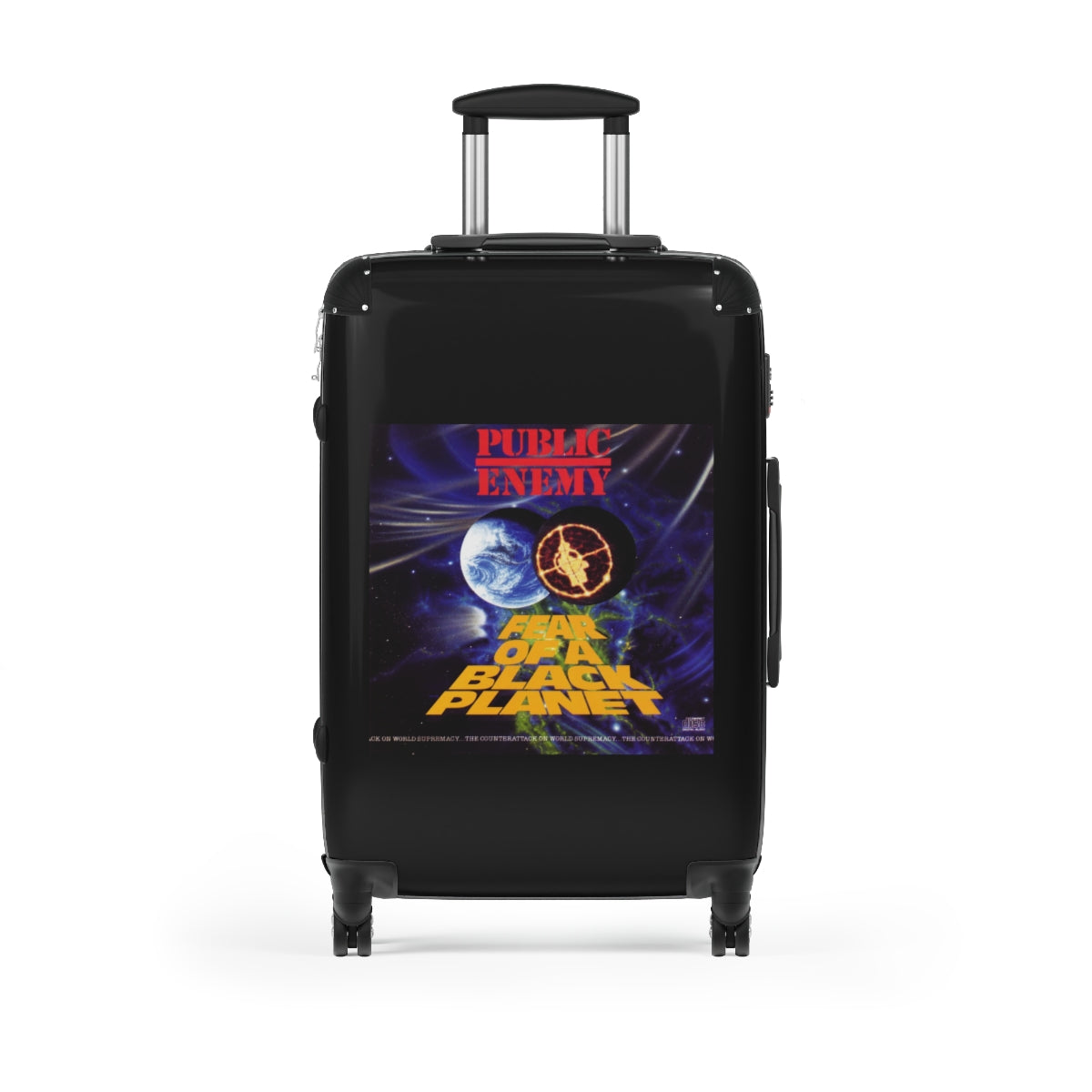 Geotrott Public Enemy Fear Of A Black Planet 1990 Black Cabin Suitcase Extended Storage Adjustable Telescopic Handle Double Wheeled Polycarbonate Hard Shell Built In Lock