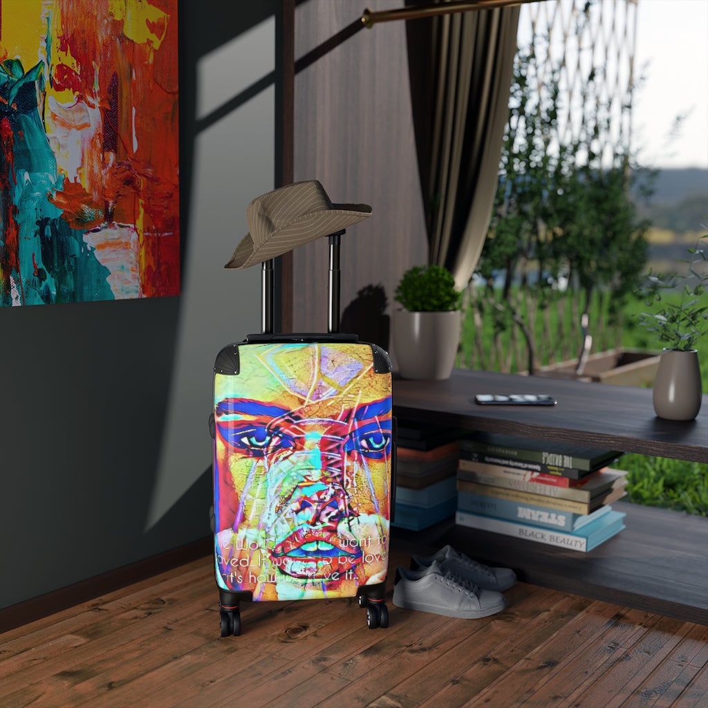 Geotrott Adriana Lima Graffiti Face Cabin Suitcase Extended Storage Adjustable Telescopic Handle Double Wheeled Polycarbonate Hard-Shell Built-In Lock