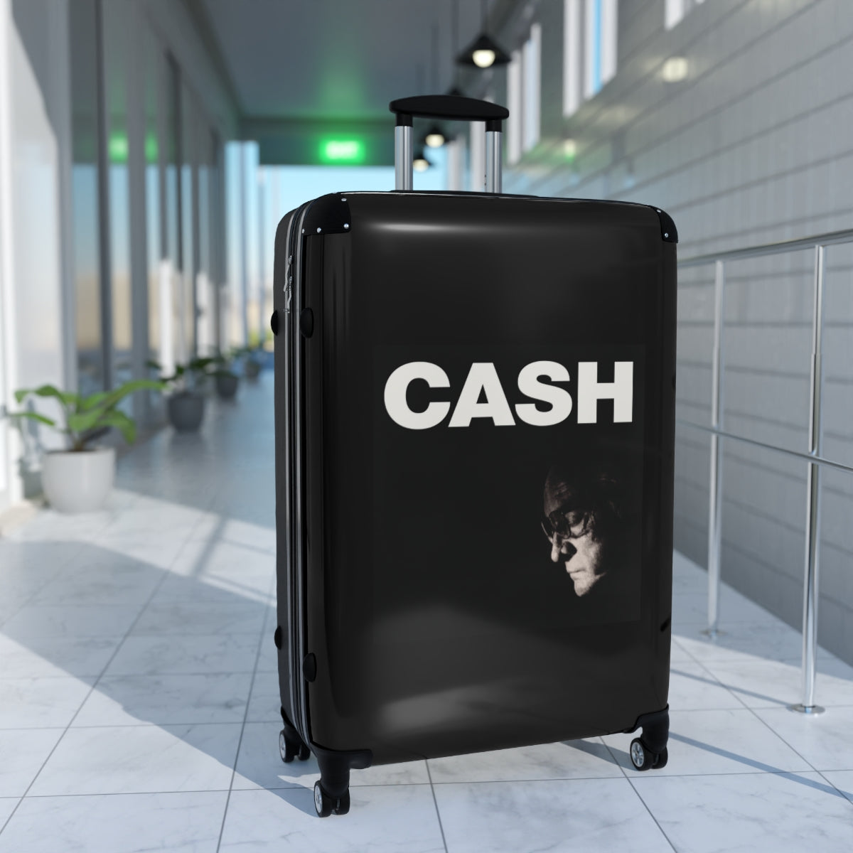 Geotrott Johnny Cash Black Cabin Suitcase Extended Storage Adjustable Telescopic Handle Double Wheeled Polycarbonate Hard Shell Built In Lock Carry On Travel Check Luggage 4 Wheel Spinner Suitcase Bag Multiple Colors And Sizes