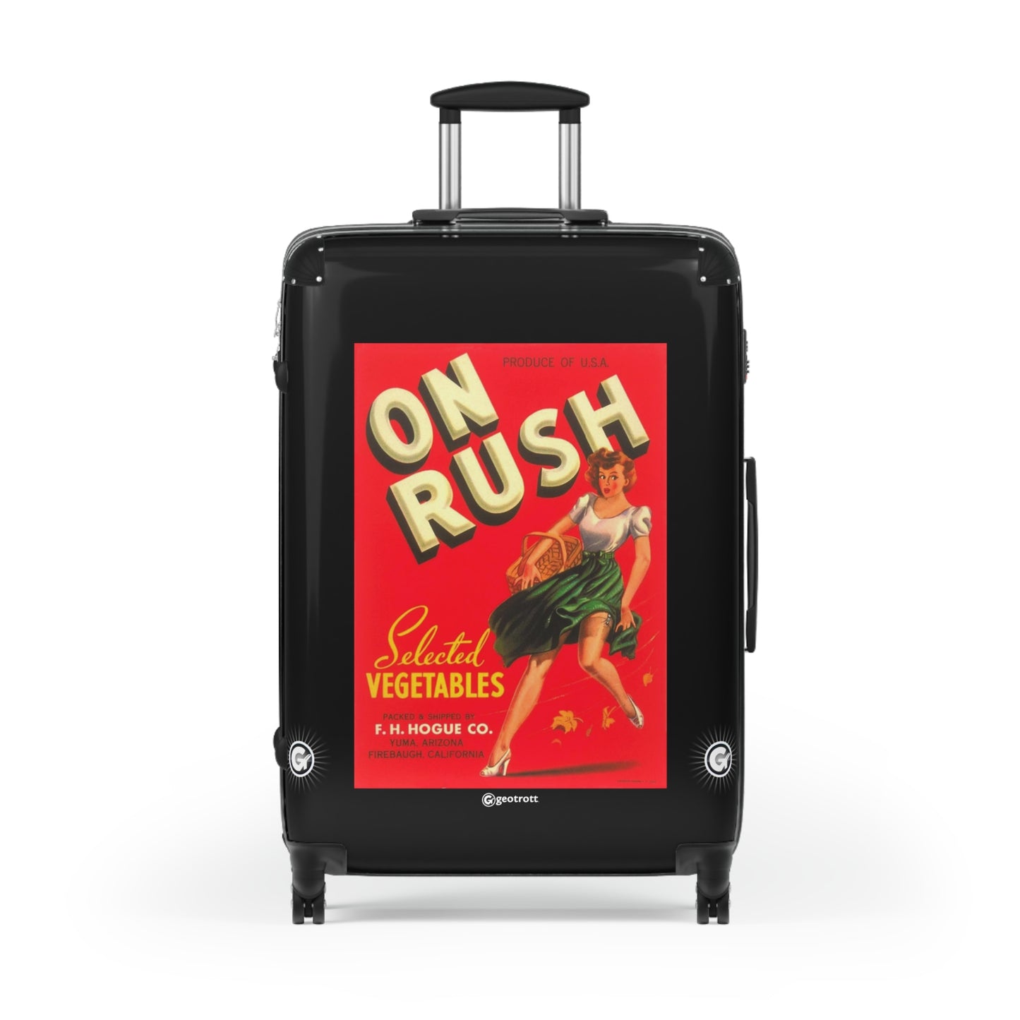 On Rush Selected Vegetables Vintage Posters Retro Ad Luggage Bag Rolling Suitcase Spinner