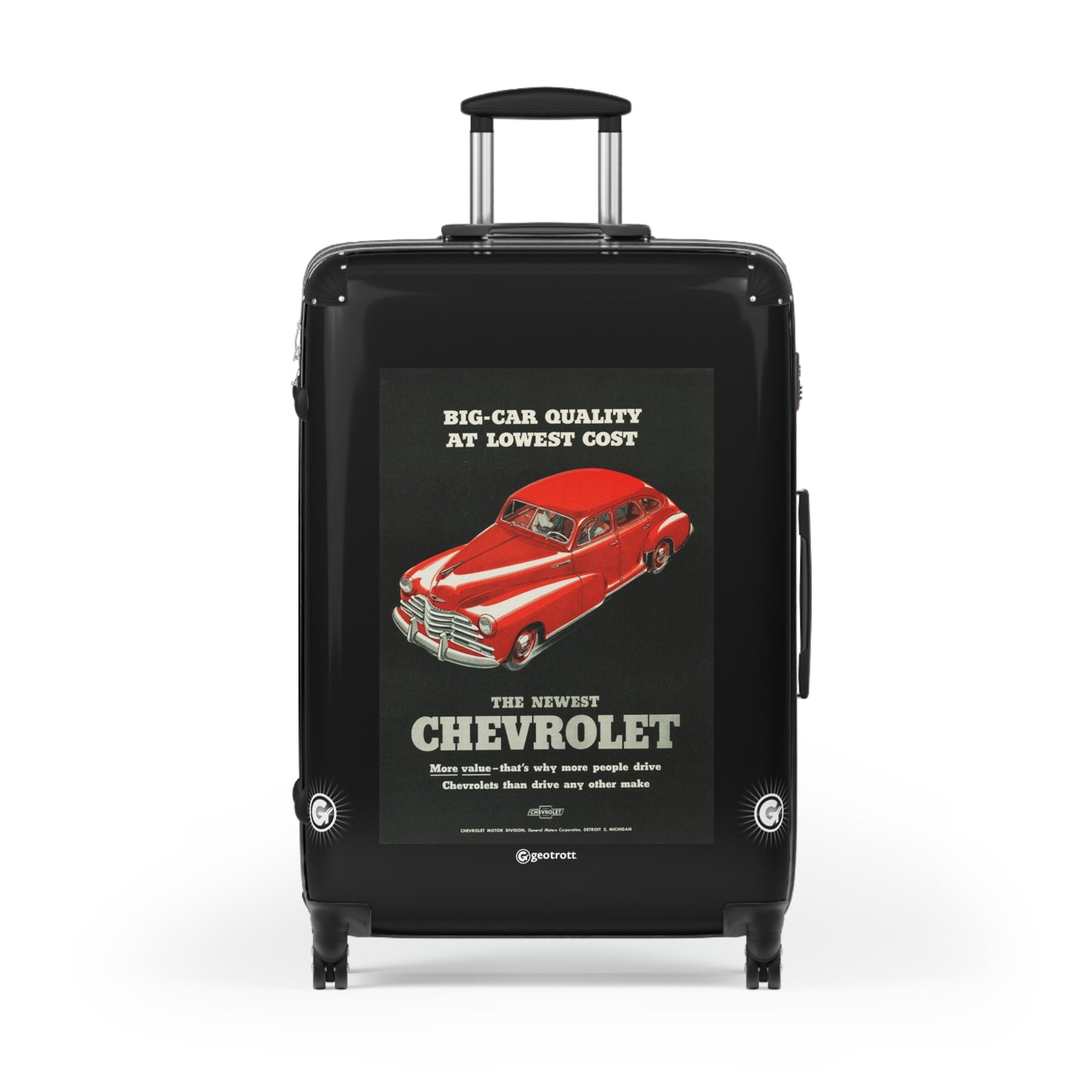 Big Car Quality at Lowest Cost Chevrolet Vintage Posters Retro Ad Luggage Bag Rolling Suitcase Spinner