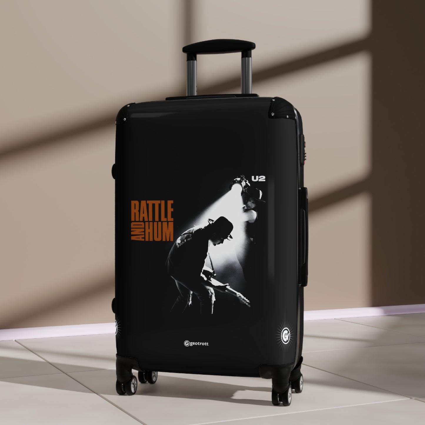 U2 Rathle and Hum Eighties Music Album Luggage Bag Rolling Suitcase Spinner